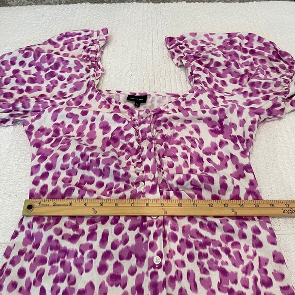 Who What Wear Midi Dress Women's M Linen Rayon Puff Sleeve Button Front - Picture 11 of 14